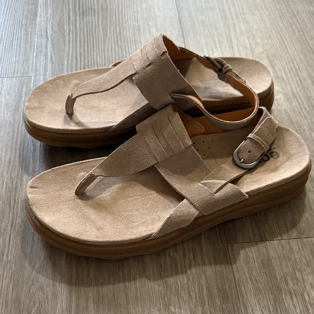 Earth Tan Suede Sandals - Picture 3 of 9